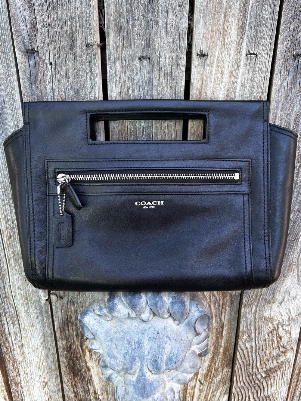 Coach Vintage Legacy Basket Clutch Leather Black